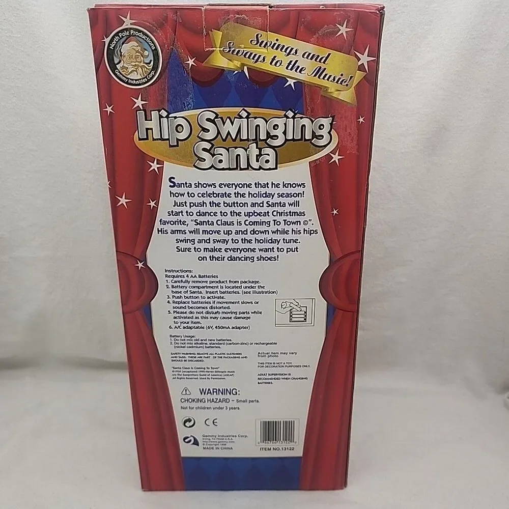 Musical Hip Swinging Santa North Pole Productions Gemmy Industries 1998 With Box